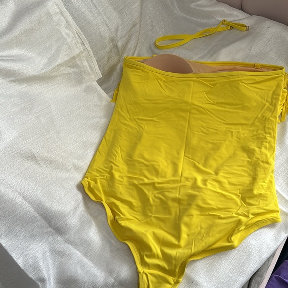 Swimsuits For All Retro Yellow One Piece with Fringe - Picture 3 of 5